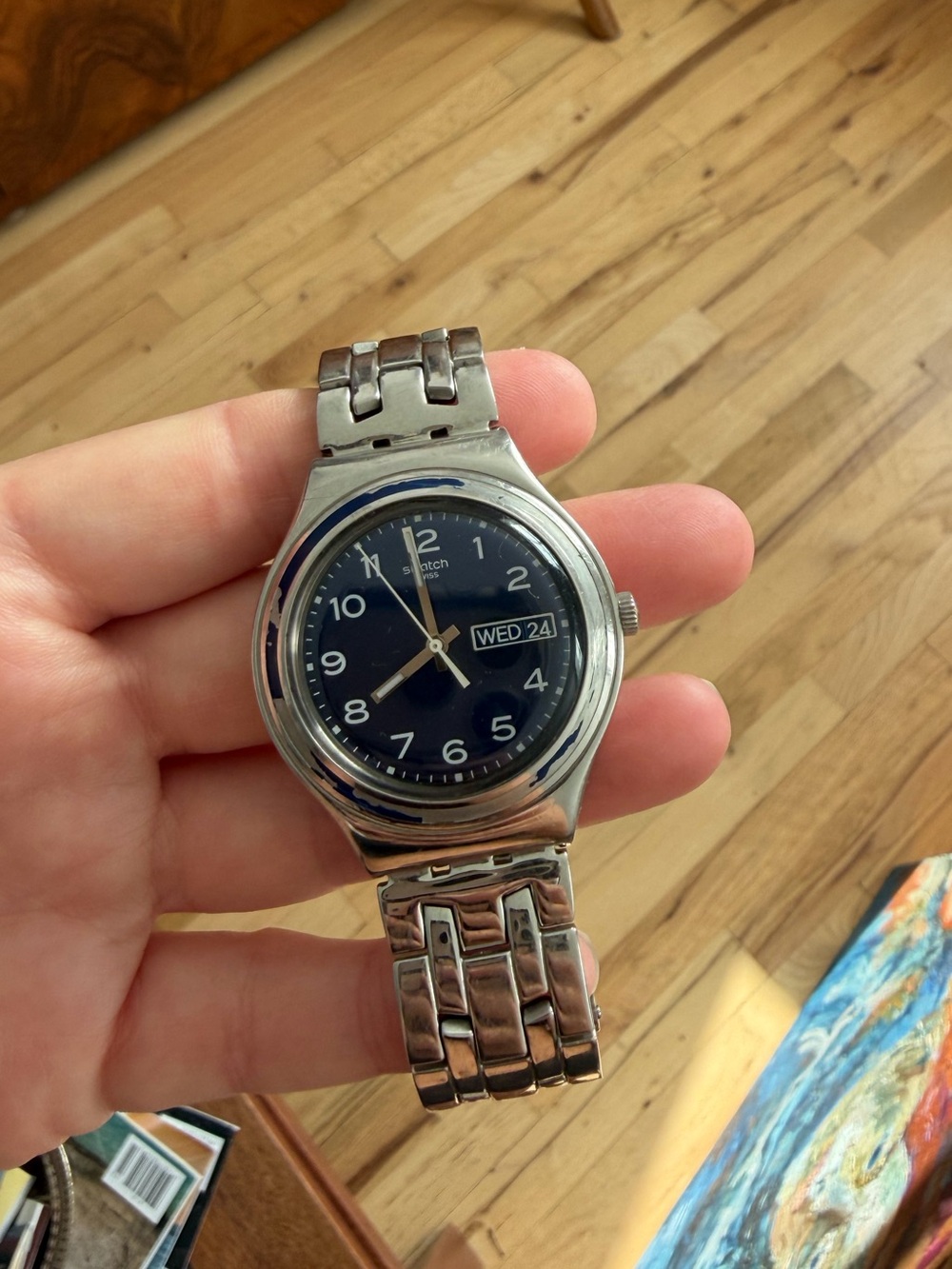 Swatch Irony Stainless Steel Watch w/Blue Dial
